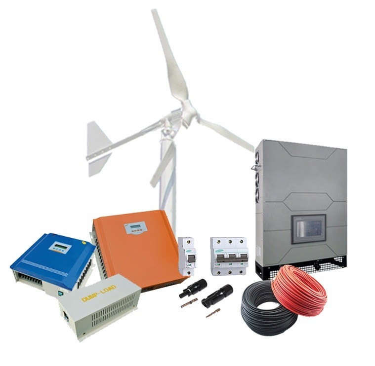 1KW / 2KW / 3KW النظام الكهربائي لجهاز توليد التوربينات المنزلي مع جهاز تحكم الهجينة للرياح والشمس