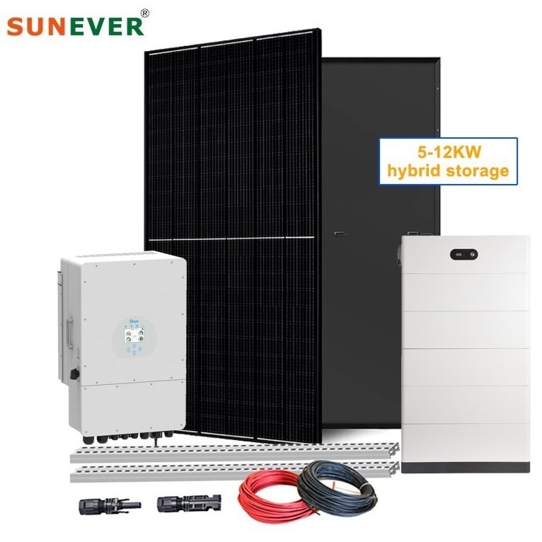 وقت العمل 24 ساعة 6kw 8kw 10kw بطارية هجينة حمض الرصاص نظام الطاقة الشمسية للمنزل