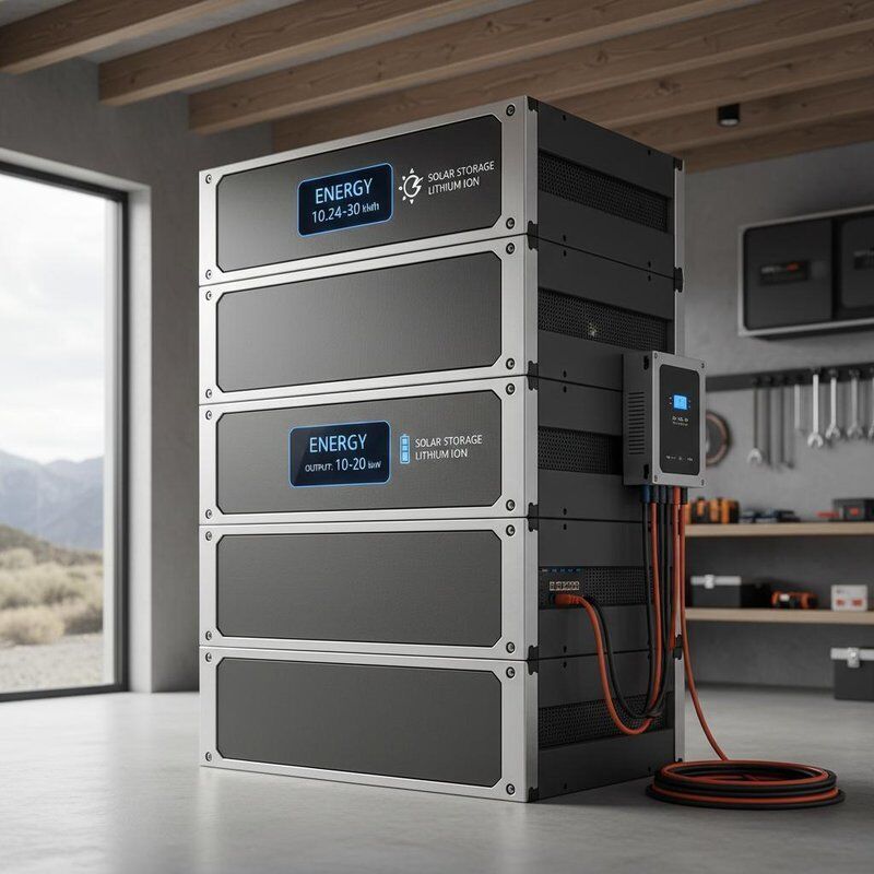 الطاقة 10.24kWh إلى 30kWh بطارية تخزين الطاقة الشمسية ليثيوم أيون نطاق الطاقة الخارجة 10 إلى 20 كيلوواط من نظام تخزين الطاقة خارج الشبكة