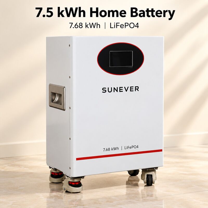 بطارية ليثيوم SUNEVER 7.68kWh 25.6V 300Ah LiFePO4 لتخزين الطاقة المنزلية والطاقة الاحتياطية خارج الشبكة