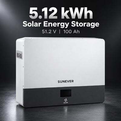 بطارية تخزين الطاقة الشمسية SUNEVER 5kWh مثبتة على الحائط بتقنية LiFePO4	 51.2 فولت 100 أمبير في الساعة لنظام تخزين البطاريات الشمسية
